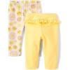 The Children’s Place Baby Girls’ and Newborn Pull on Pants(Sun/Yellow Ruffle 2-pack)