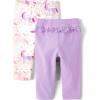 The Children’s Place Baby Girls’ and Newborn Pull on Pants(Unicorns/Purple Ruffle 2-pack)
