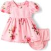 The Children’s Place,Baby-Girls,and Newborn Casual Short Sleeve Dress with Diaper CoverWhite Daisy Bunny,12 Months,18 Months(Pink Floral)