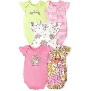 The Children’s Place Baby Boys’ And Newborn Short Sleeve Bodysuits, Multipacks(Flower Child/Beautiful 5-pack)