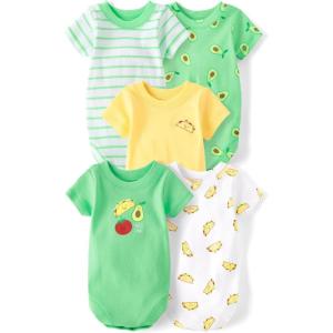 The Children’s Place Baby Boys’ And Newborn Short Sleeve Bodysuits, Multipacks(Food 5-pack)
