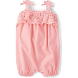 The Children’s Place Baby Girls’ And Newborn Everyday Summer Rompers(Fuzzy Pink)