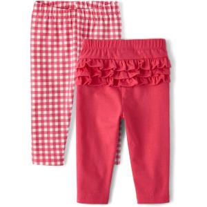 The Children’s Place Baby Girls’ and Newborn Pull on Pants(Pink Gingham/Ruffle 2-pack)