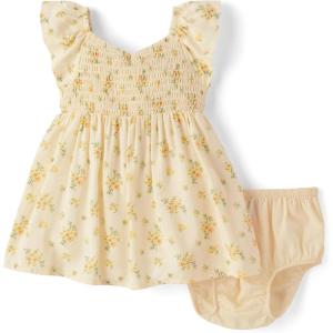 The Children’s Place,Baby-Girls,and Newborn Casual Short Sleeve Dress with Diaper CoverWhite Daisy Bunny,12 Months,18 Months(Yellow Floral)