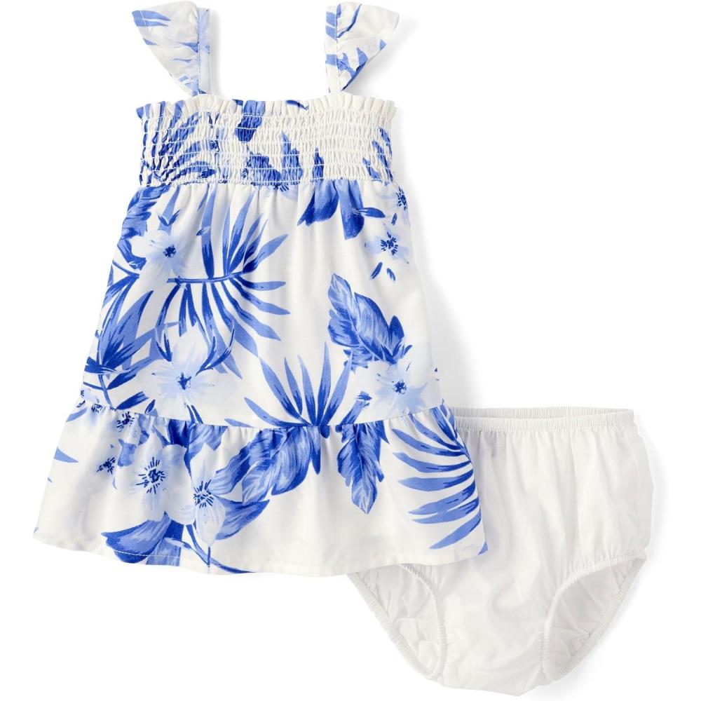 imageThe Childrens Place Baby Girls and Newborn Sleeveless Casual DressWhite Tropical Print