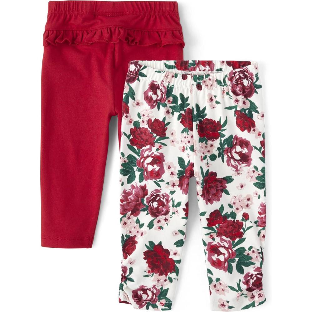 imageThe Childrens Place BabyGirls and Newborn Knit Pull on PantsRed Rose 2pack
