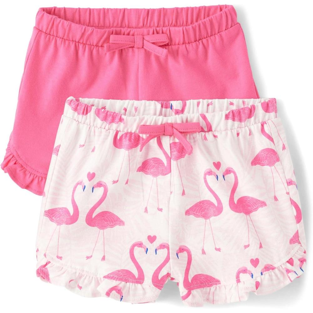 imageThe Childrens Place babygirls And Newborn Cotton Pull on Everyday ShortsFlamingo Pink 2pack