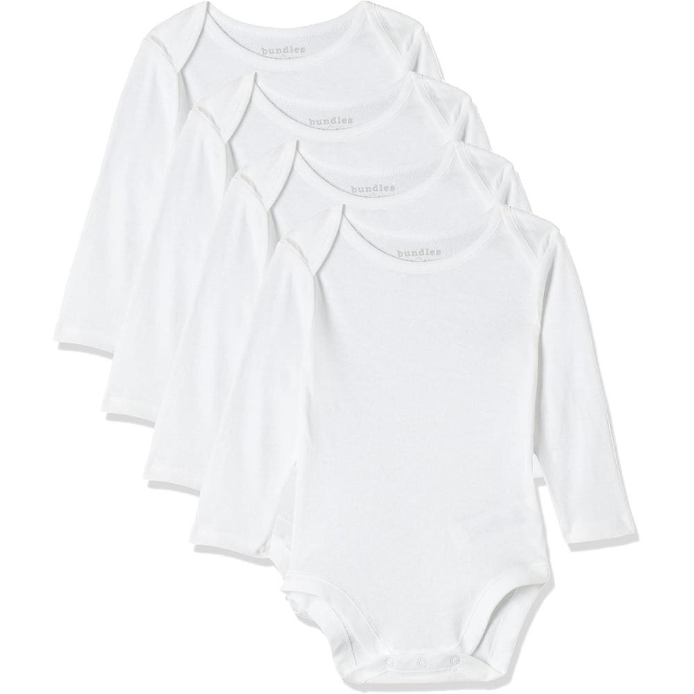 imageThe Childrens Place babygirls And Newborn Long Sleeve Bodysuits MultipacksWhite 4pack