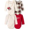 The Children’s Place Baby Boys’ And Newborn Long Sleeve Bodysuits, Multipacks(Holiday Tartan 4-pack)