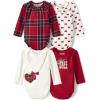 The Children’s Place Baby Boys’ And Newborn Long Sleeve Bodysuits, Multipacks(Red Tartan 4-pack)