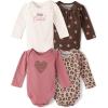 The Children’s Place Baby Boys’ And Newborn Long Sleeve Bodysuits, Multipacks(Warm Blush Leopard 4-pack)
