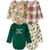 The Children’s Place Baby Boys’ And Newborn Long Sleeve Bodysuits, Multipacks(Winter Christmas Prints 4-pack)