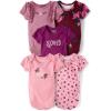 The Children’s Place Baby Boys’ And Newborn Short Sleeve Bodysuits,multipacks(Pink Floral 5-pack)