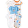 The Children’s Place Baby Boys’ And Newborn Short Sleeve Bodysuits,multipacks(White Safari 5-pack)
