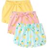 The Children’s Place Baby Girls’ and Newborn Cotton Pull on Everyday Shorts(Lemons 3-pack)