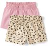 The Children’s Place Baby Girls’ and Newborn Cotton Pull on Everyday Shorts(Leopard/Pink 2-pack)