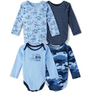 The Children’s Place Baby Boys’ And Newborn Long Sleeve Bodysuits, Multipacks(Dino 4-pack)