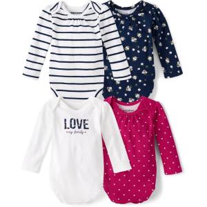 The Children’s Place Baby Boys’ And Newborn Long Sleeve Bodysuits, Multipacks(Floral Love 4-pack)