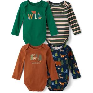 The Children’s Place Baby Boys’ And Newborn Long Sleeve Bodysuits, Multipacks(Wild Animal 4-pack)