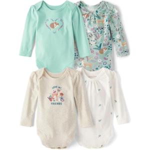 The Children’s Place Baby Boys’ And Newborn Long Sleeve Bodysuits, Multipacks(Wintermint 4-pack)