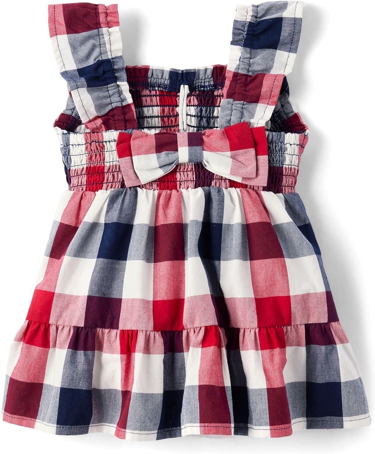 imageThe Childrens Place Baby Girls and Newborn Casual Short Sleeve Dress with Diaper CoverAmericana Gingham