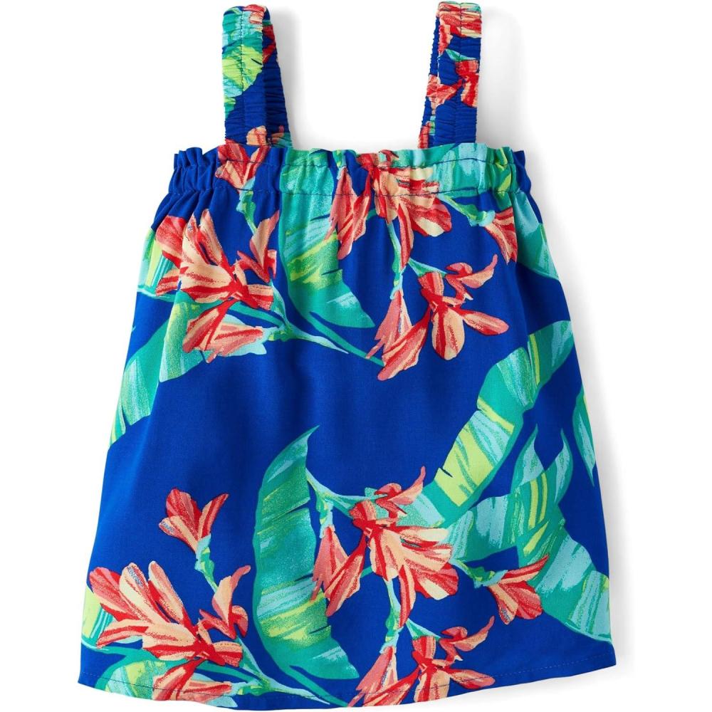 imageThe Childrens Place Baby Girls and Newborn Casual Short Sleeve Dress with Diaper CoverBlue Tropical