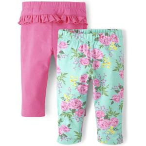 The Children’s Place Baby Girls’ Pull on Pants(Florals 2-pack)