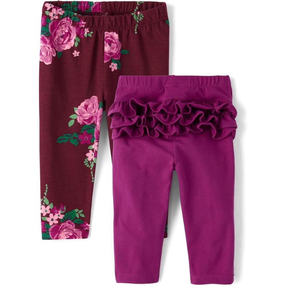 imageThe Childrens Place Baby Girls and Newborn Knit Pull on PantsFloralFuschia Tutu 2pack
