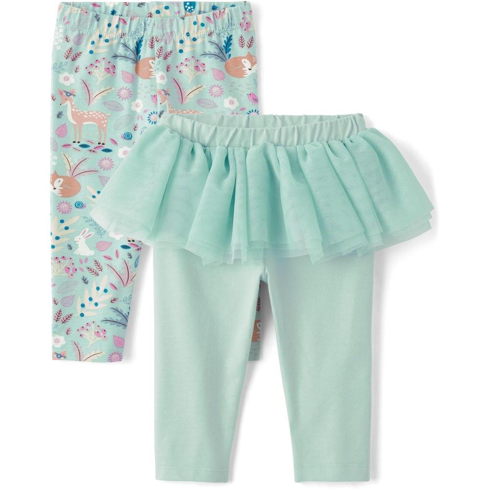 imageThe Childrens Place Baby Girls and Newborn Knit Pull on PantsWintermint TutuCritter 2pack