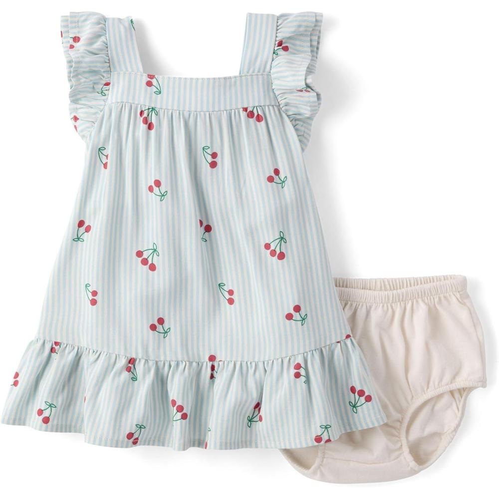 imageThe Childrens Place Baby Girls and Newborn Ruffle Dressy DressBlue Cherry
