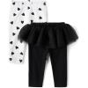 The Children’s Place Baby Girls’ and Newborn Knit Pull on Pants(Black Tutu/White Hearts 2-pack)