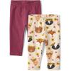The Children’s Place Baby Girls’ and Newborn Knit Pull on Pants(Harvest Print 2-pack)