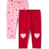The Children’s Place Baby Girls’ and Newborn Knit Pull on Pants(Pink Heart/Pink Allover Hearts 2-pack)