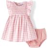 The Children’s Place Baby Girls’ and Newborn Ruffle Dressy Dress(Rose Petal Gingham)
