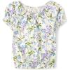 The Children’s Place Girls’ Smocked Short Sleeve Tops(Floral Hem Puff)