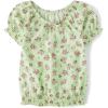 The Children’s Place Girls’ Smocked Short Sleeve Tops(Green Glow Hem Puff)