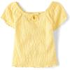The Children’s Place Girls’ Smocked Short Sleeve Tops(Pale Sun Keyhole)