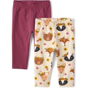 The Children’s Place Baby Girls’ and Newborn Knit Pull on Pants(Harvest Print 2-pack)