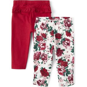 The Children’s Place Baby Girls’ and Newborn Knit Pull on Pants(Red Rose 2-pack)