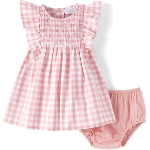 The Children’s Place Baby Girls’ and Newborn Ruffle Dressy Dress(Rose Petal Gingham)