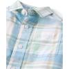 The Children’s Place Baby Boys’ and Toddler Poplin Short Sleeve Button Down Shirt(Mint Plaid)