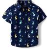 The Children’s Place Baby Boys’ and Toddler Poplin Short Sleeve Button Down Shirt(Tidal Bunny)