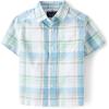 The Children’s Place Baby Boys’ and Toddler Poplin Short Sleeve Button Down Shirt(Mint Plaid)