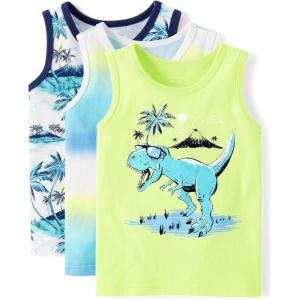 The Children’s Place Baby Boys’ and Toddler Assorted Tank Top(Dino/Tropical/Multi 3-pack)