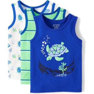 The Children’s Place Baby Boys’ and Toddler Assorted Tank Top(Sea Turtle 3-pack)
