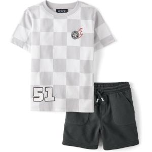 The Children’s Place boys And Toddler Boys Short Sleeve Top and Shorts, 2 Pc Set(Race Car Gray)