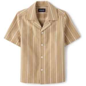 The Children’s Place boys Short Sleeve Button Up Shirt(Hazel Wood)