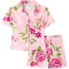 The Children’s Place Girls’ Short Sleeve Top and Shorts,2 Piece Pajama Set(Pink Floral Button)