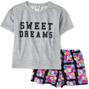 The Children’s Place Girls’ Short Sleeve Top and Shorts,2 Piece Pajama Set(Gummy Bears)