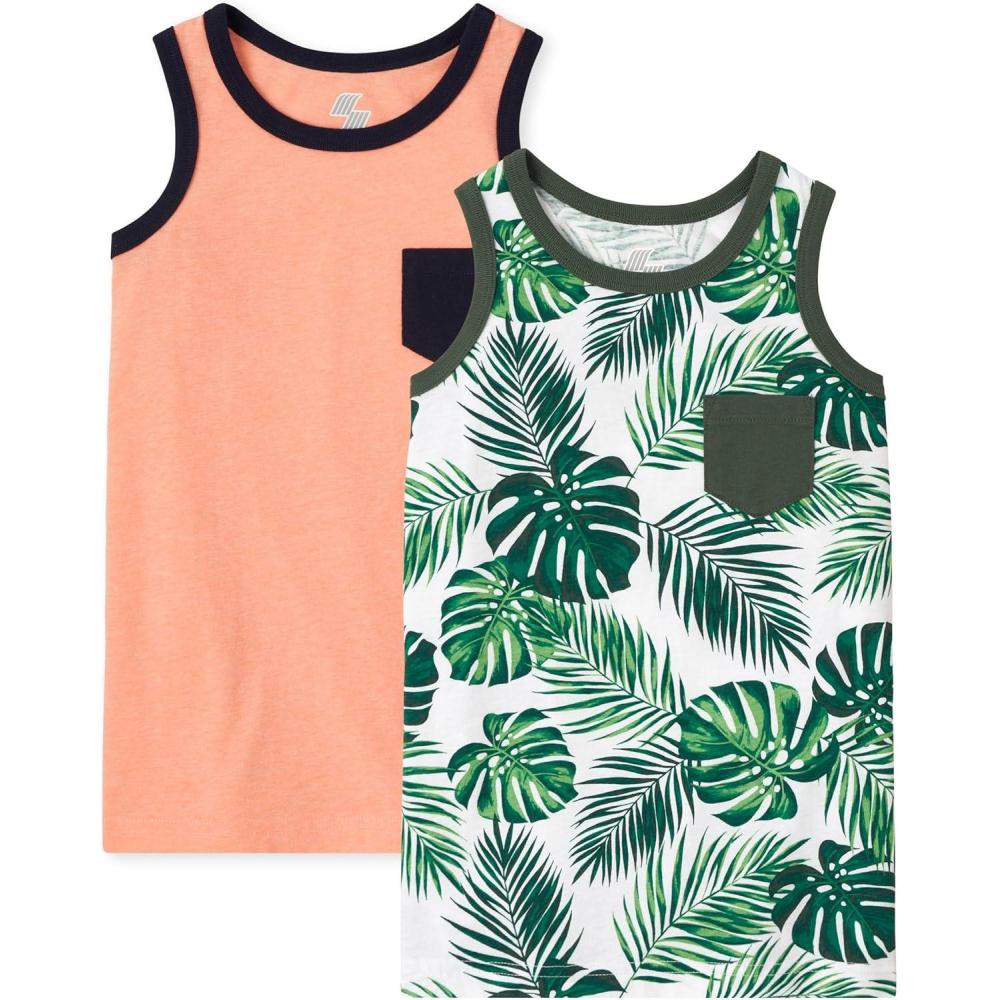 imageThe Childrens Place Boys Sleeveless Tank Top ShirtTropical 2pack